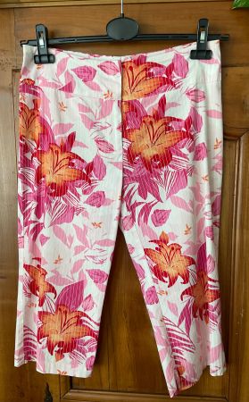 Damen Caprihose Gr.38 Blumen rosa/weiss 🌸 coole Baumwolle😎