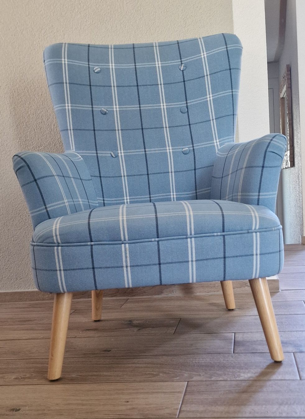 Livique Poltrone: Blauer Karo Sessel, super Zustand – Usato da Suhr venduto da Sbume 3