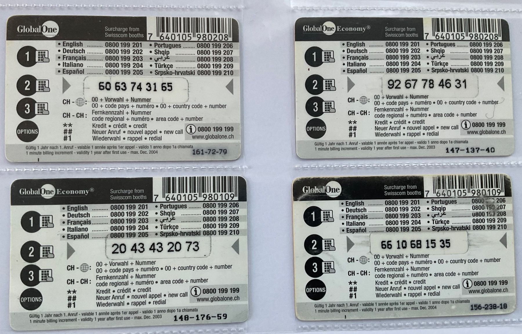 Schede telefoniche: 4 Globalone Telefonkarten – Usato da Winterthur venduto da Grap75 1