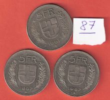 1x1987 letztä Fr. 5.-vertiefte Randschrift/SNB zieht alleein