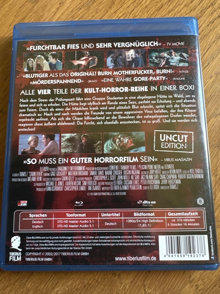 Alle DVDs: Cabin Fever 1-4 Quadrologie uncut Bluray – Neu (gemäss Beschreibung) aus Benken ZH von Audi-erich 1
