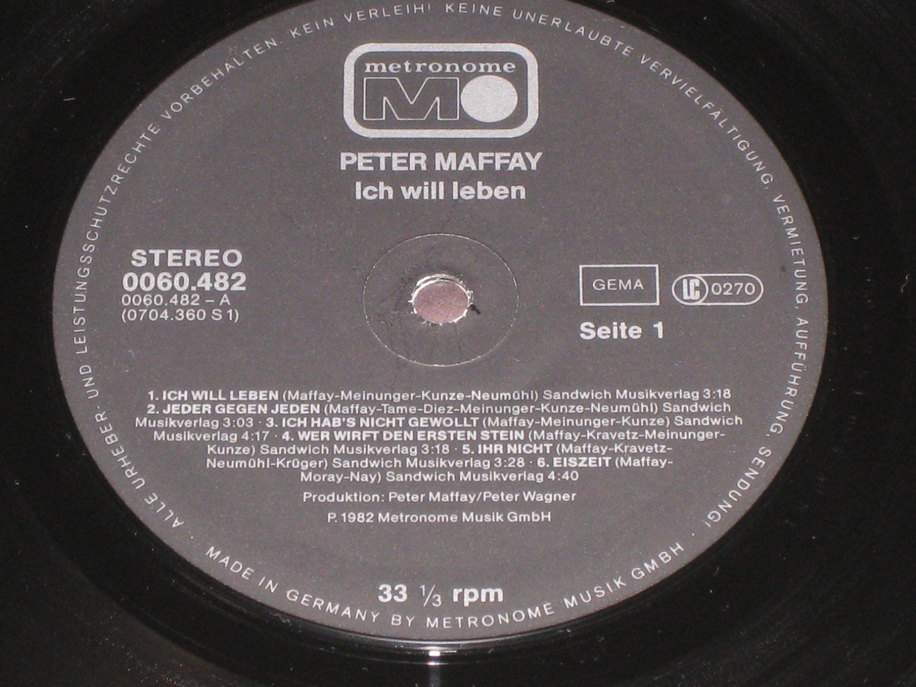 Dischi in vinile: LP - PETER MAFFAY - ICH WILL LEBEN – Usato da Steckborn venduto da Quo7 1