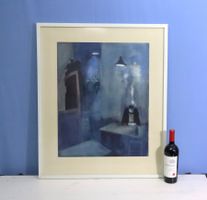 Willi Facen 1930-2022, grosses Aquarell, "Kneipenraum", rar!