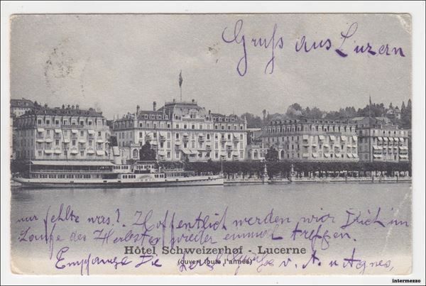 Ansichtskarten: Luzern // Hotel Schweizerhof // 1908 – Antik aus Basel von intermezzo12