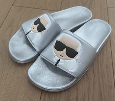 Karl Lagerfeld Sandalen Pantoletten Schuhe Gr.41 Silber