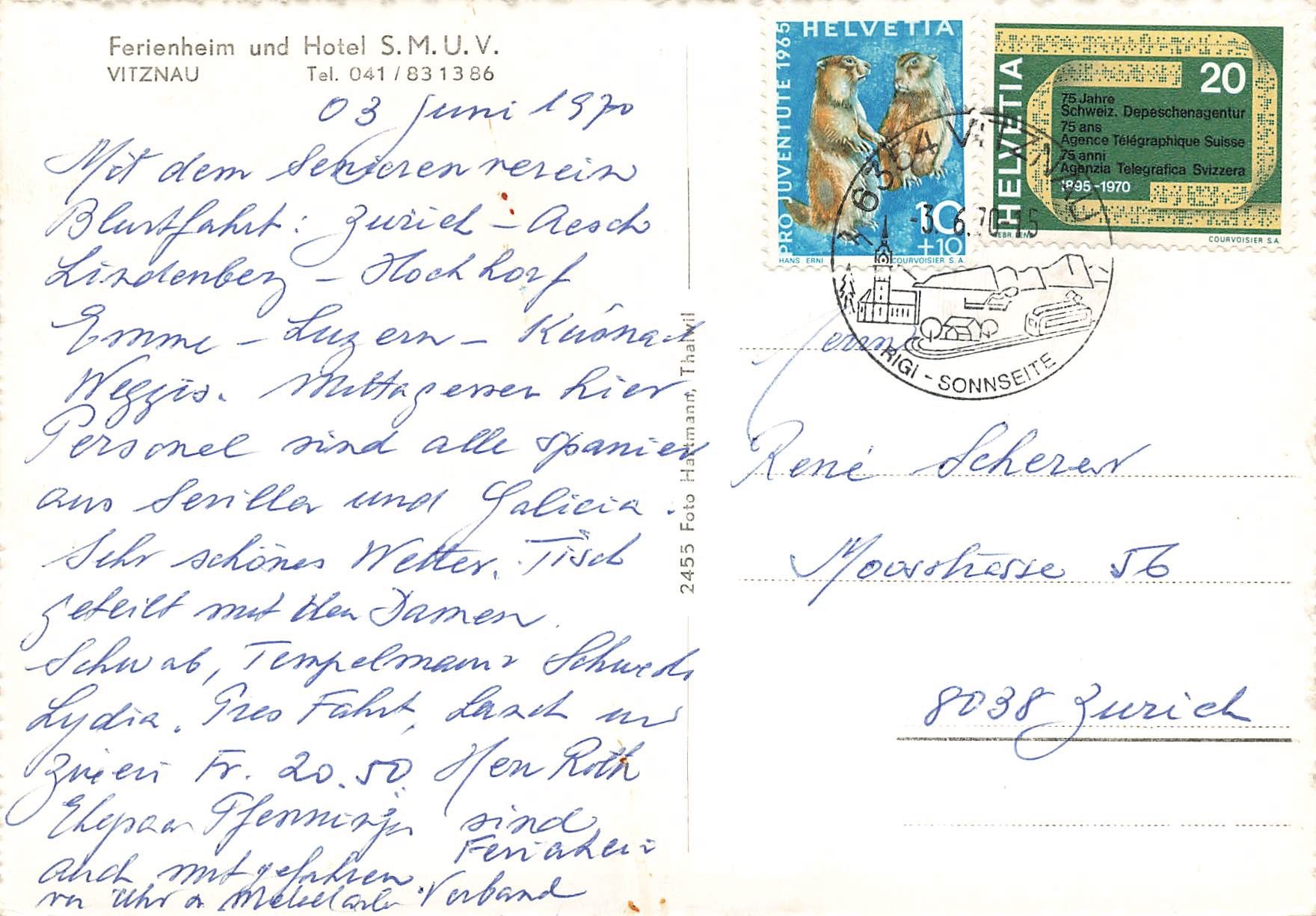 Cartoline postali: Ferienheim und hotel Vitznau G – Usato da Biasca venduto da Blenio71 1