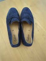 Gabor Slipper, Gr. 38.5, dunkelblau, Wildleder, ungetragen