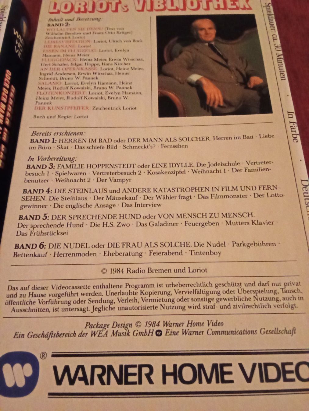 Toutes les VHS: Loriot Band 1+2 Warner Home Video VHS – D'occasion à Remetschwil par Hofiii 3