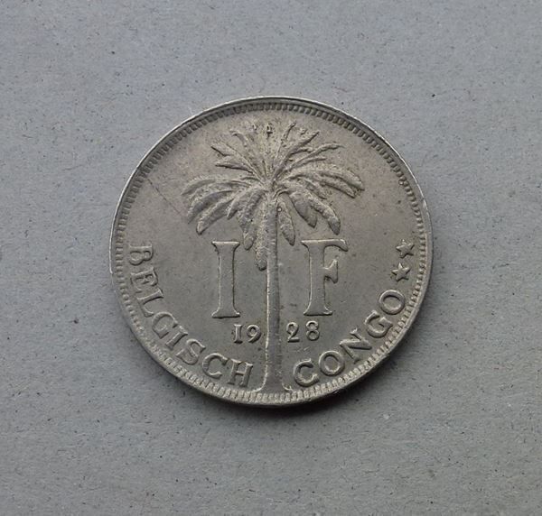 Tutti le monete: Belgisch-Congo ++ 1.- Franc 1928 – Usato da Walkringen venduto da Casablanca777