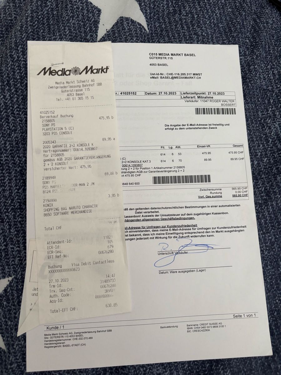 Sony Konsolen: Sony PS5 Disc Edition inkl. Headset & 2 Garantien – Neu (gemäss Beschreibung) aus Dornach von AlenBIH06 2