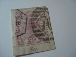 Uralte Briefmarke Grossbritannien, o, auf Abschnitt 2 1/2p