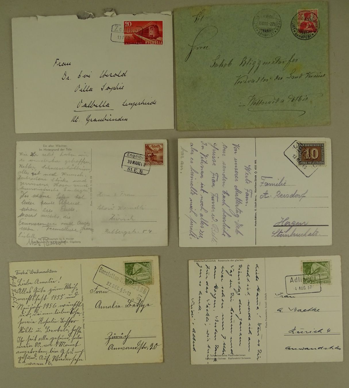 Alle Briefmarken: SCHWEIZ BAHNSTEMPEL, 25 ÄLTERE BRIEFE/KARTEN – Gebraucht aus Grüningen von Kartensammler 2