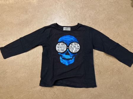 Zara Totenkopf Pailletten Pulli Gr. 110