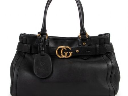 Original Gucci Large GG Running Tote aus schwarzem Leder