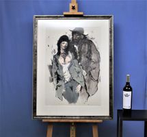 Otto Bachmann, Lithografie, handkoloriert, top neu gerahmt