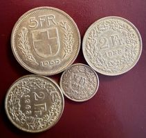 Schweizer Silber Münzen Fünfliber 2 Fr. 1/2 Fr.