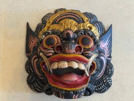 Maske Barong Holz handgeschnitzt bunt bemalt Dekoration
