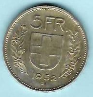 1952, 5 Franken Silber, vorz. (15920)