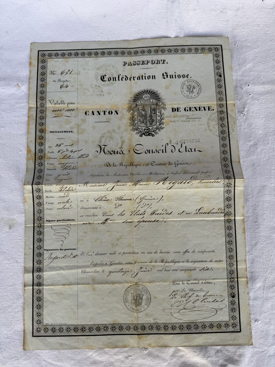 Documenti: Passport Suisse 1856 Schweizer Pass – Usato da GRAND - LANCY venduto da petitpain67