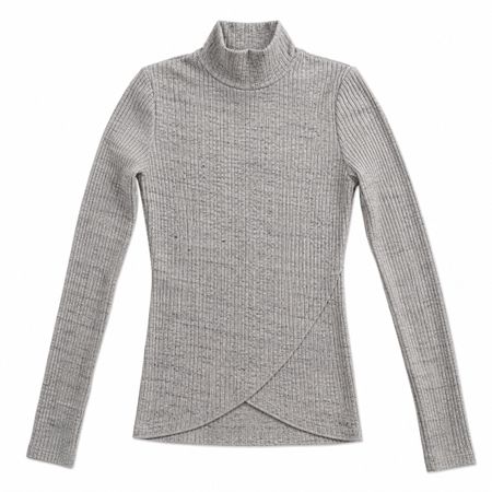 Bershka Feinstrickpullover Grau mit Stehkragen | S/36