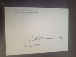 Erich Honecker  - handsignierte Karteikarte