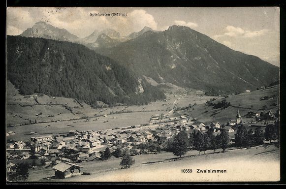 Ansichtskarten: Zweisimmen, Ortsansicht mit Kirche und S – Gebraucht aus Berlin von bartko-reher