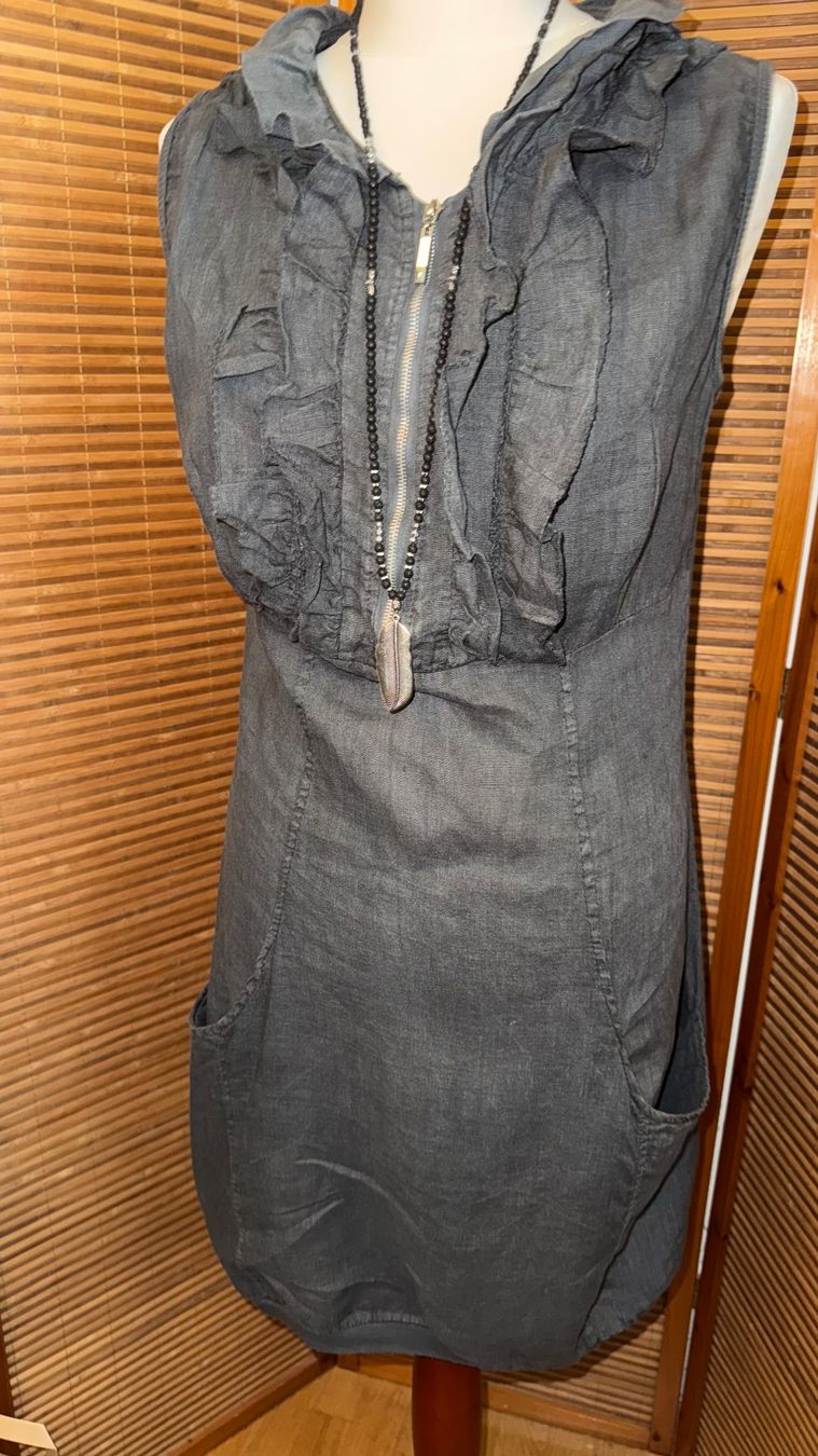 Vestiti: Leinenkleid mit Rüschen, schlammgrau, 38 – Usato da Gümligen venduto da morticiaaddams 1