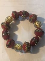 Elegantes Murano Glas Armband, rot-gold, Sommer Schmuck