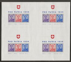 Schweiz Blockbogen Pro Patria 1936 postfrisch Katalog 425.-