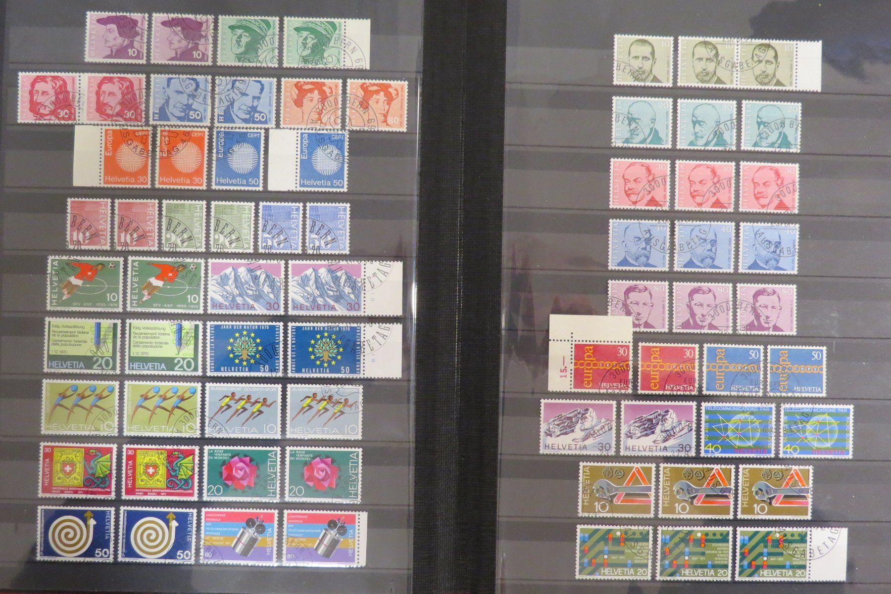 Tutti i francobolli: 18-seitige Doubletten- Sammlung Frei-/Werbemarken 1969-83 – Usato da Brunnen venduto da Kumari 1