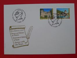 2017, Pro Patria: B335+B336 FDC, Schweizer Burgen +Schlösser