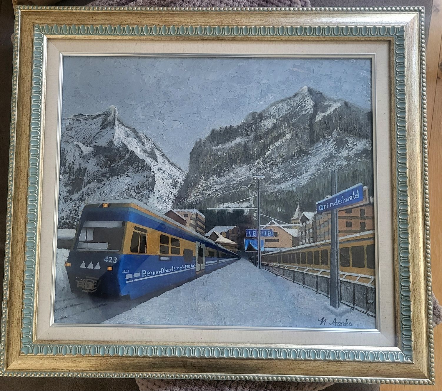 Dipinti: Oelgemälde  Grindelwald Bahnhof – Usato da Gutenswil venduto da ghekko88
