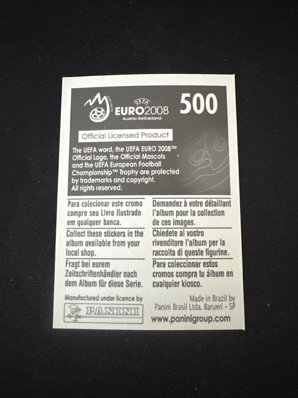 Panini Carte collezionabili: Panini UEFA EM 2008 Sticker - Nr. 500 – Usato da Sulz AG venduto da DealWerk 1