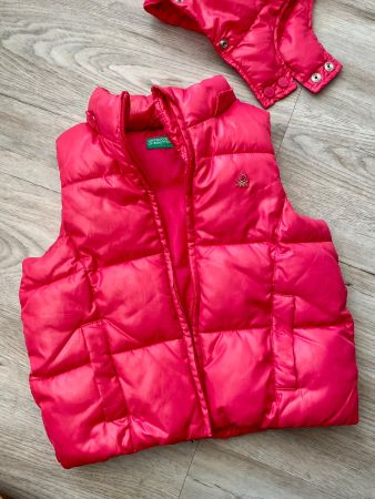 Gr 100/110 XXS 3-4 J BENETTON Gilet Weste Kapuze abnehmbar