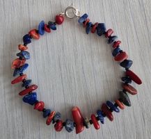 Armband Koralle rot blaue Steine 