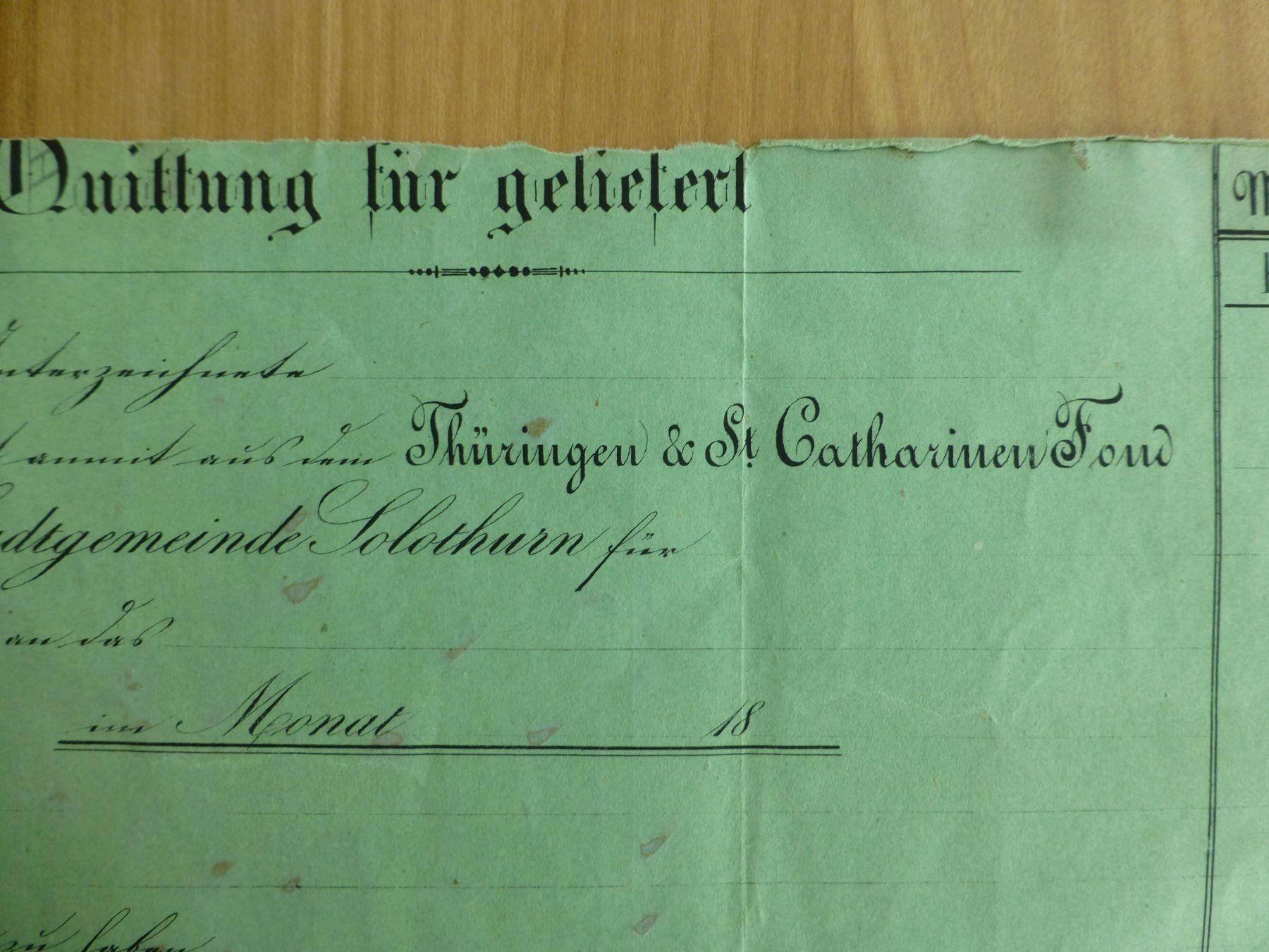 Dokumente: Solothurn, Protocol Auszug, Gemeinde Solothurn 1847 – Gebraucht aus Bettlach von 1saurer 1
