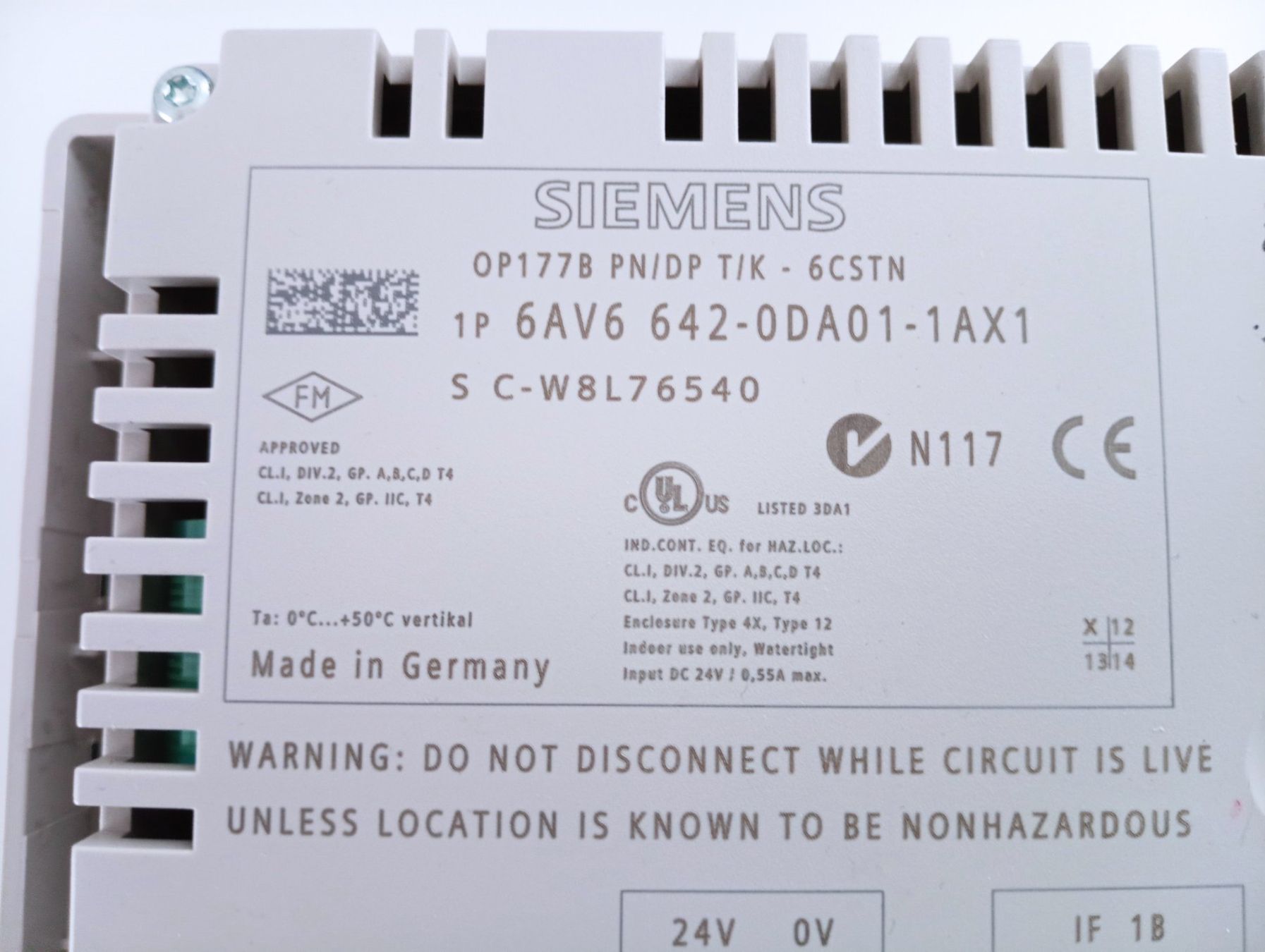 Siemens Componenti elettronici: Siemens SIMATIC HMI, PANEL OP 177B / 6AV6642-0DA01-1AX1 – Usato da Ufhusen venduto da HKSC 2