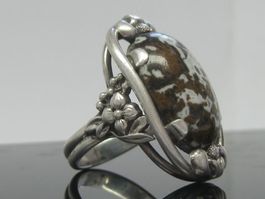 Antik Ring Silber 835 Achat Gr. 52 / 8.56 g
