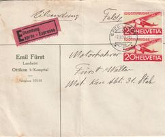 Flugpost Brief-Effretikon-Eilsendung-Feldpost-1944