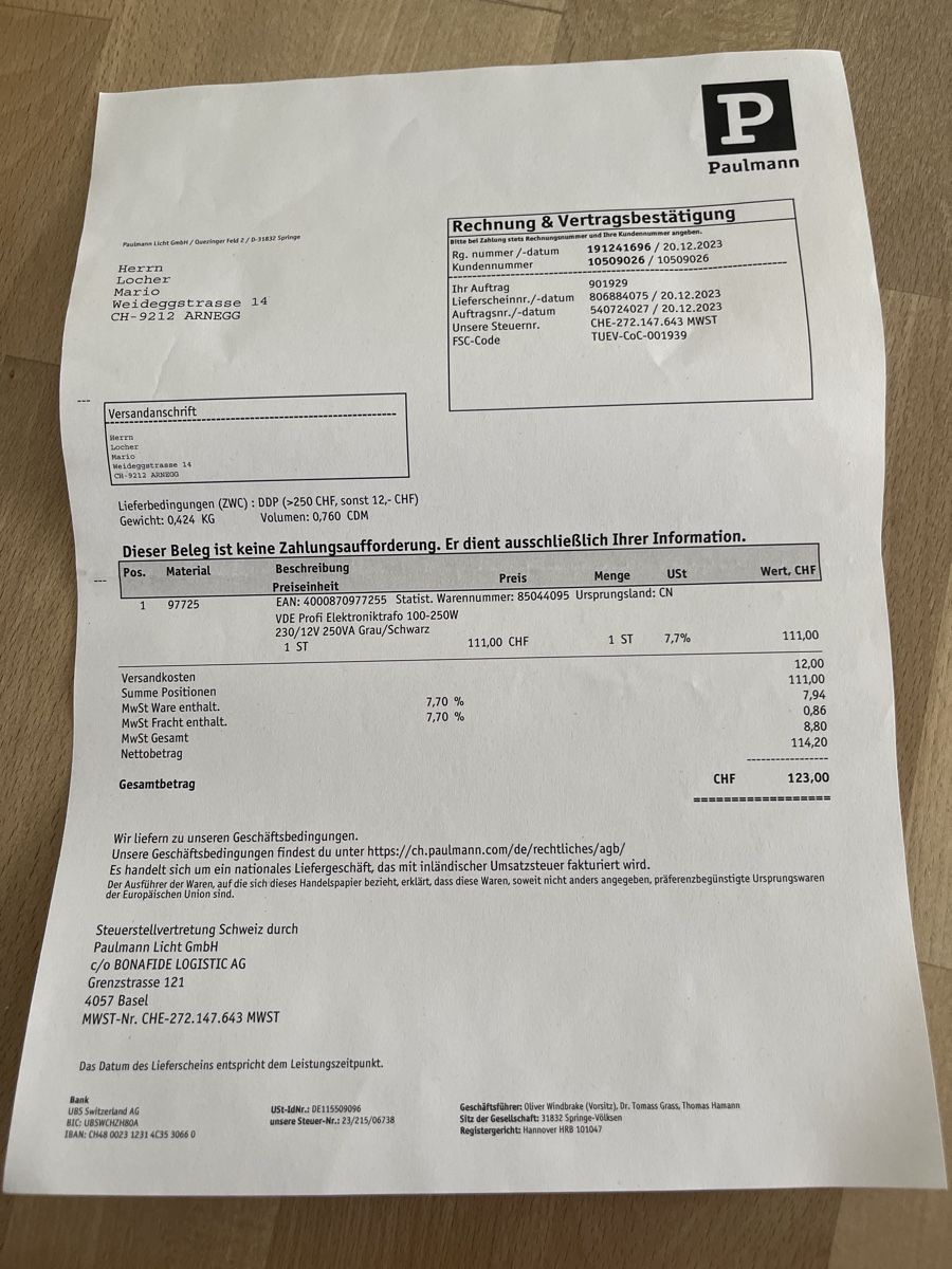 Paulmann Componenti elettronici: VDE Profi Elektroniktrafo 100-250W – Nuovo (secondo la descrizione) da Arnegg venduto da Locher8 4