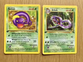 Pokémon 1. EDITION Rettan 46/62, Arbok 31/62,  Fossil 1999
