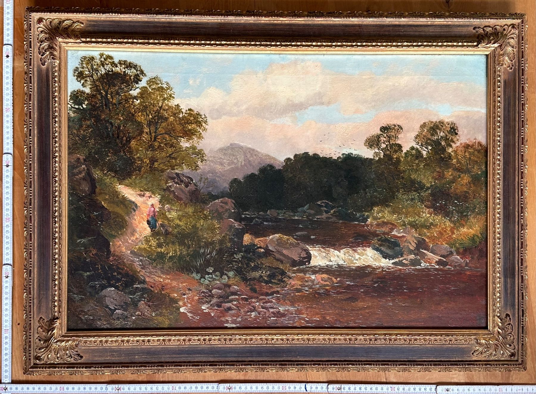Dipinti: Antikes, grosses Ölbild, Landschaft mit wunderbarem Rahmen – Usato da Seltisberg venduto da quadartswiss 2