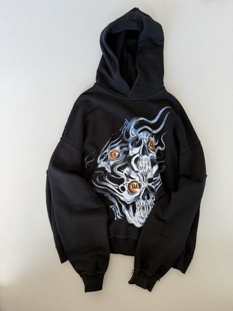 Schwarz Hoodie MISBHV Grösse M mit Totenkopfmotiv