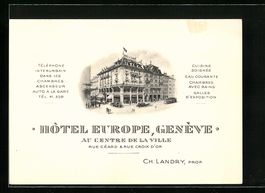 Vertreterkarte Geneve, Hotel Europe, au 