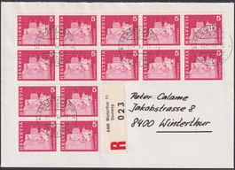 1968, Nr.412 (14x) TOLLER R-BRIEF, Empfangsschein Winterthur