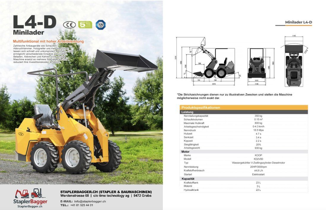 Alle Maschinen: Minilader L4-D "Sommeraktion" – Neu und originalverpackt aus Grabs von Time-tech 7