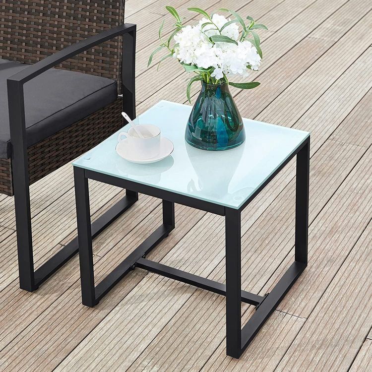 Set di tavolo e panche: Gartenmöbel Set Polyrattan 3-teilig Braun Grau LUNAR – Nuovo e nell'imballaggio originale da Lachen SZ venduto da MAMORU-MOEBEL 5