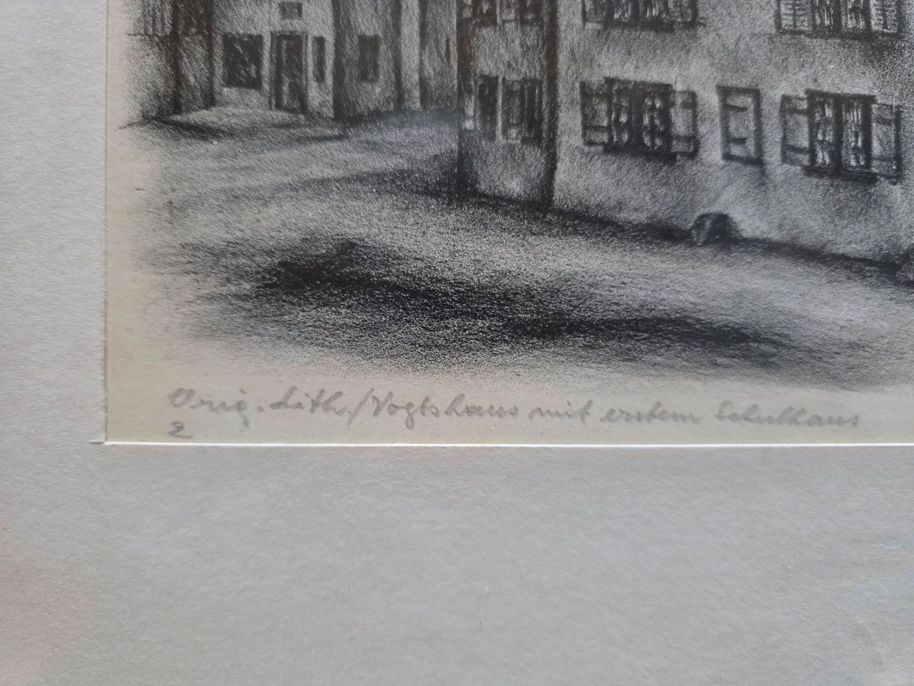 Grafica & Litografie: Litho Vogtshaus mit Schulhaus Goldrahmen – Usato da Walterswil BE venduto da Lonitti 2