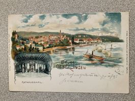 Litho PK / Gruss aus Ueberlingen - Rathaussaal Gelaufen 1899