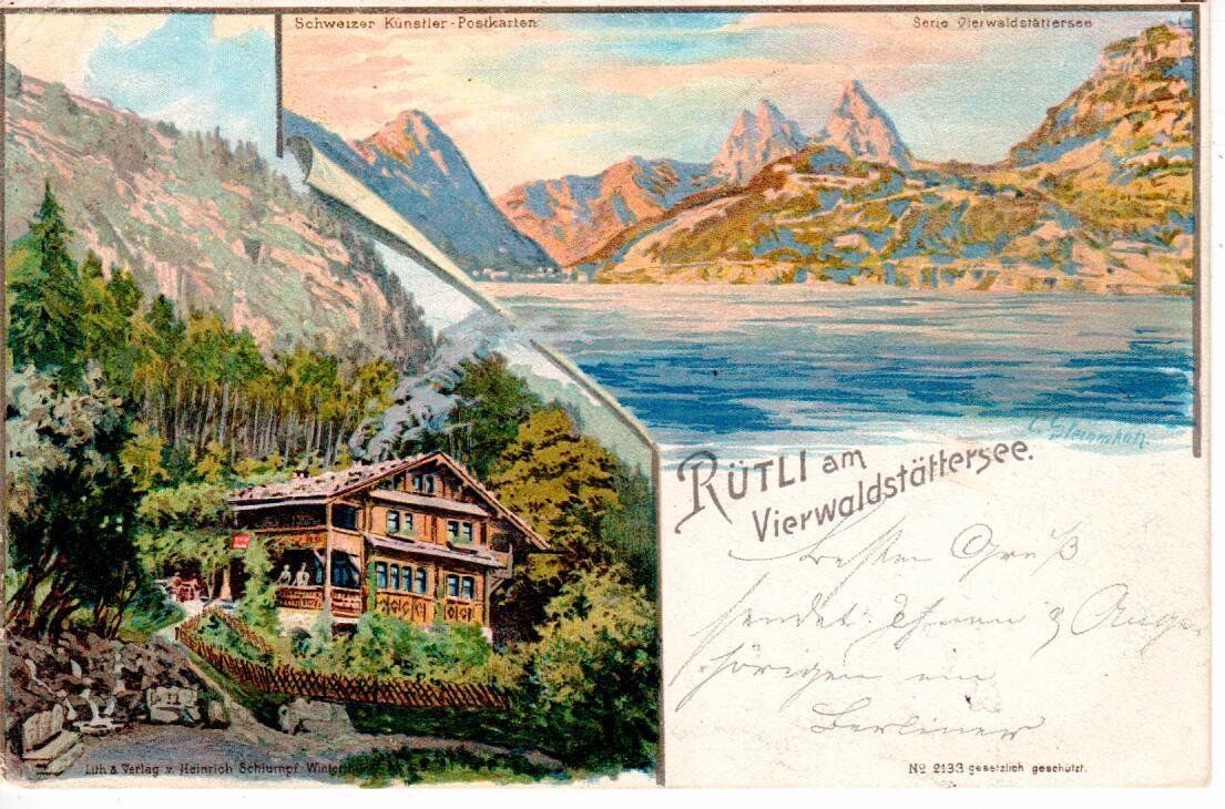 Ansichtskarten: Rütli 1900 - Steinmann Litho – Gebraucht aus Wolhusen von Curver9